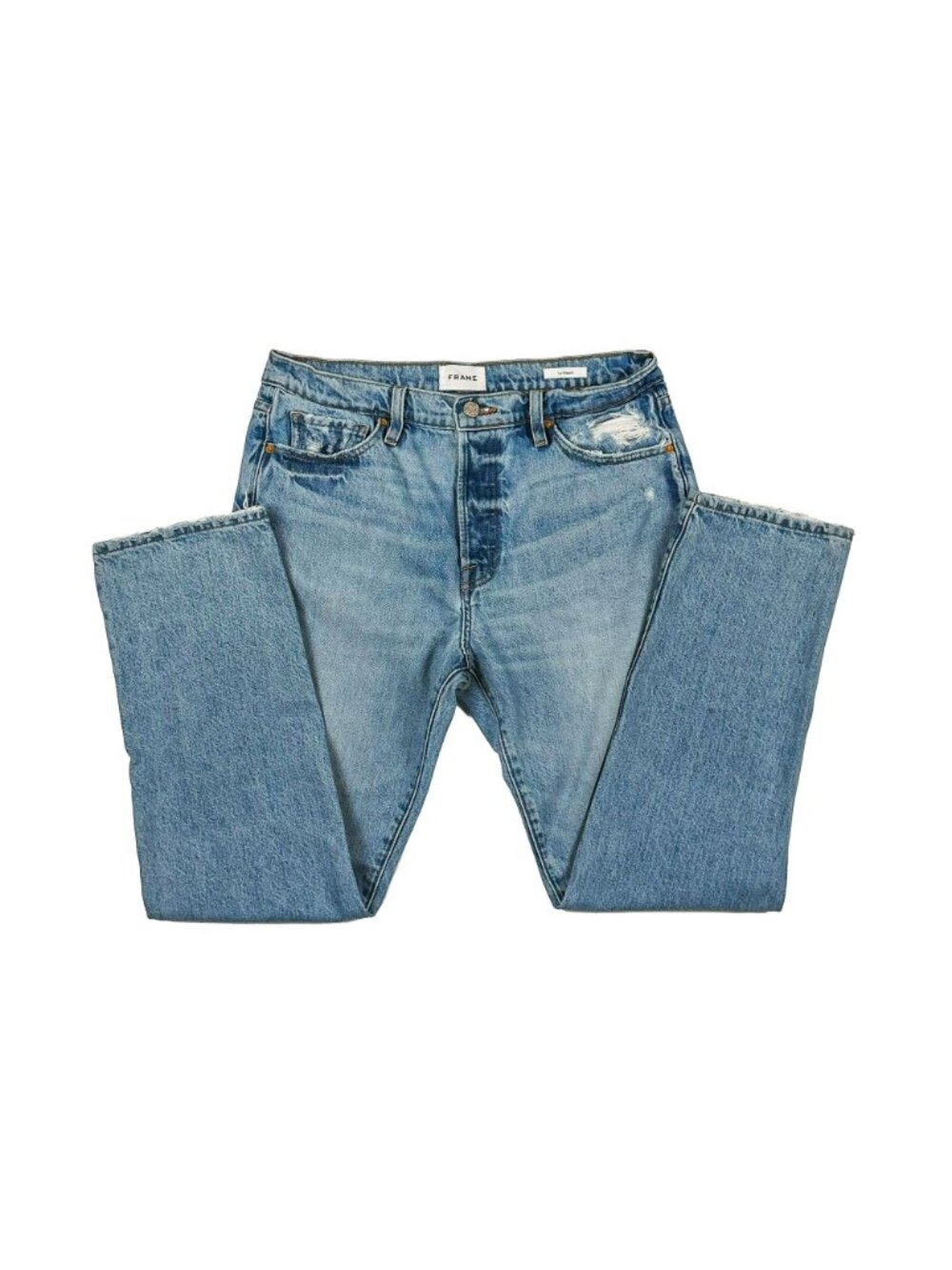 FRAME Le Slouch Boyfriend Jeans 28 Bluejay Rips Relaxed Denim LSLJ727 - Picture 6 of 14